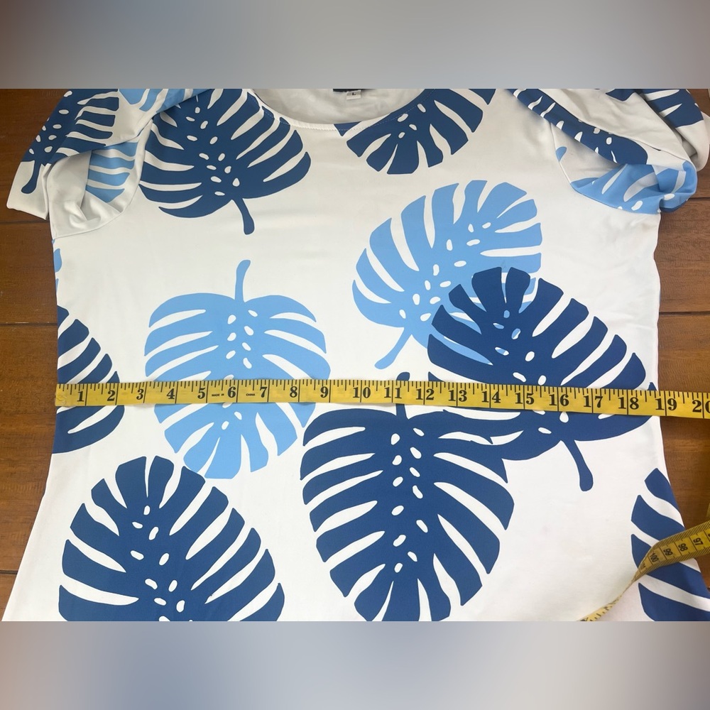 Sailor Sailor Crew Tee Blue Monstera 50 UPF Wicking Sailor Cloth Sun Shirt - Picture 9 of 12